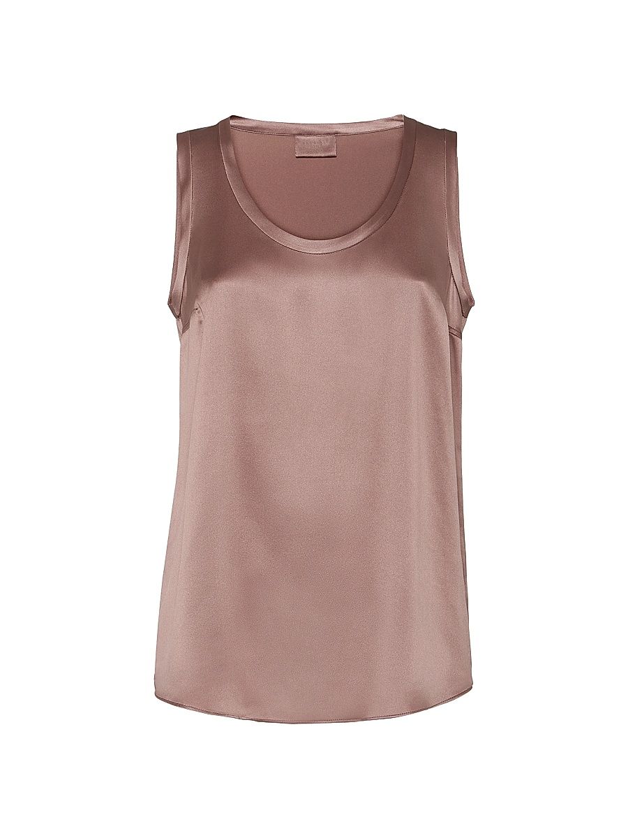 Women's Stretch Silk Satin Reversible Top - Chocolate - Size Medium