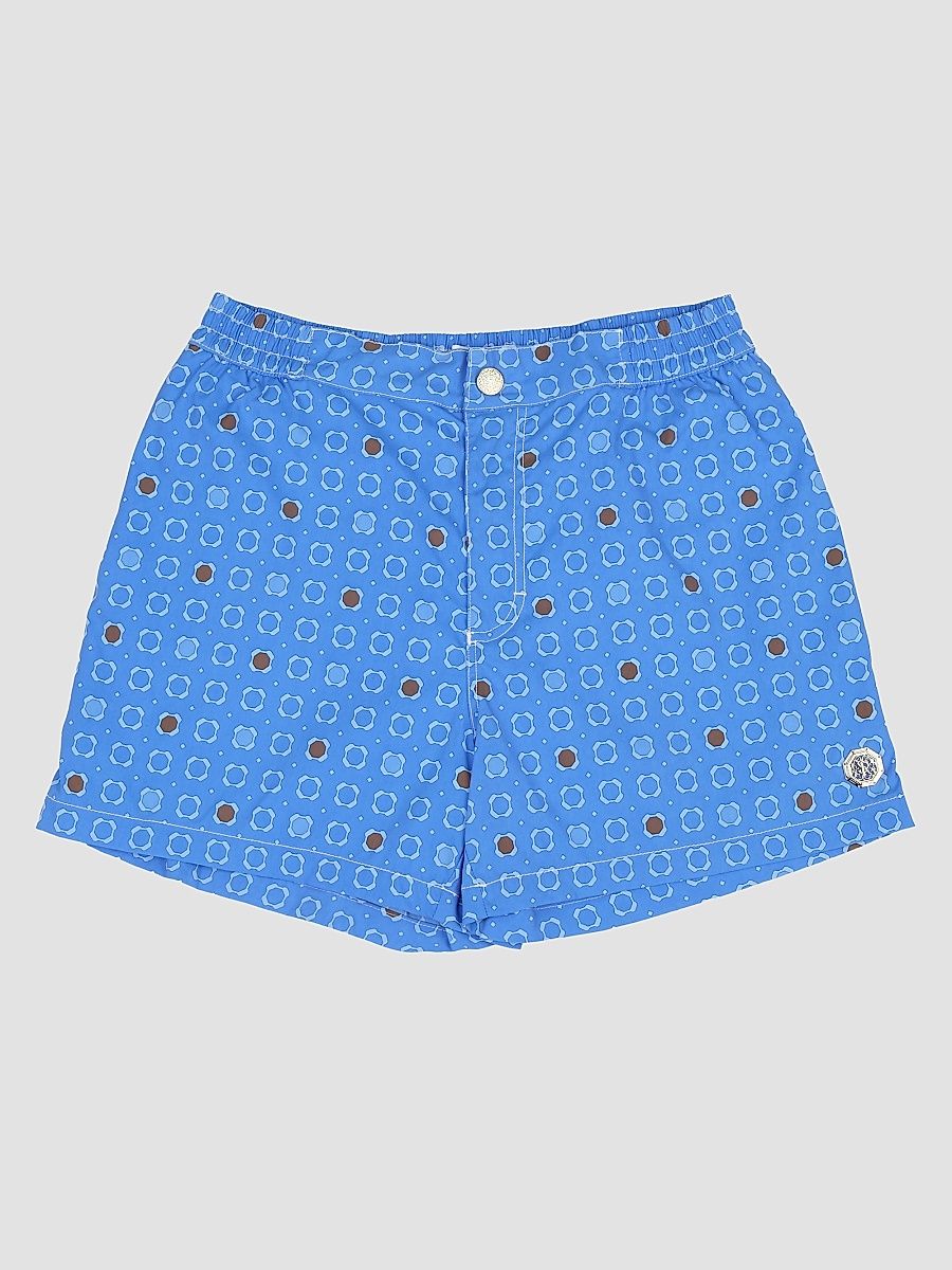 Men's Beach Shorts with Button and Zipper - Blue