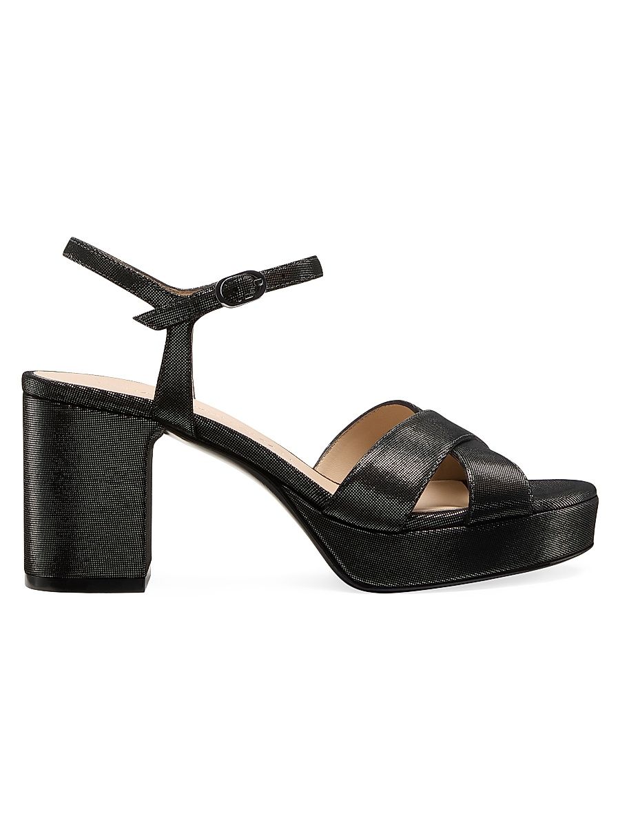 Women's Dayna 80MM Textured Leather Platform Sandals - Gunmetal - Size 9.5