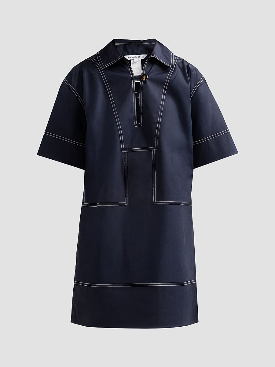 Women's Phelix Stretch-Cotton Shift Mini Dress - Navy - Size 14