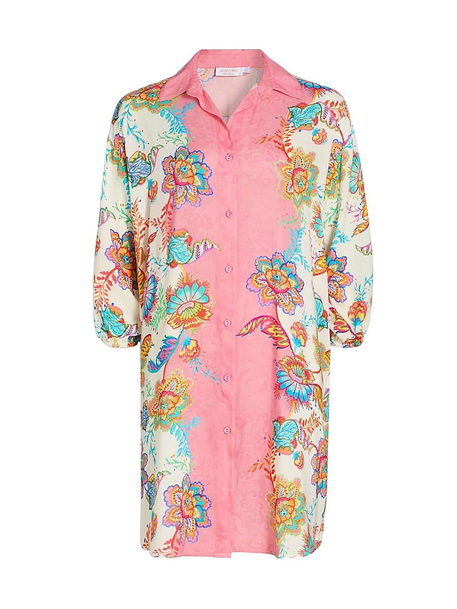Women's Roisin Floral Mini-Shirtdress - Roisin - Size Small