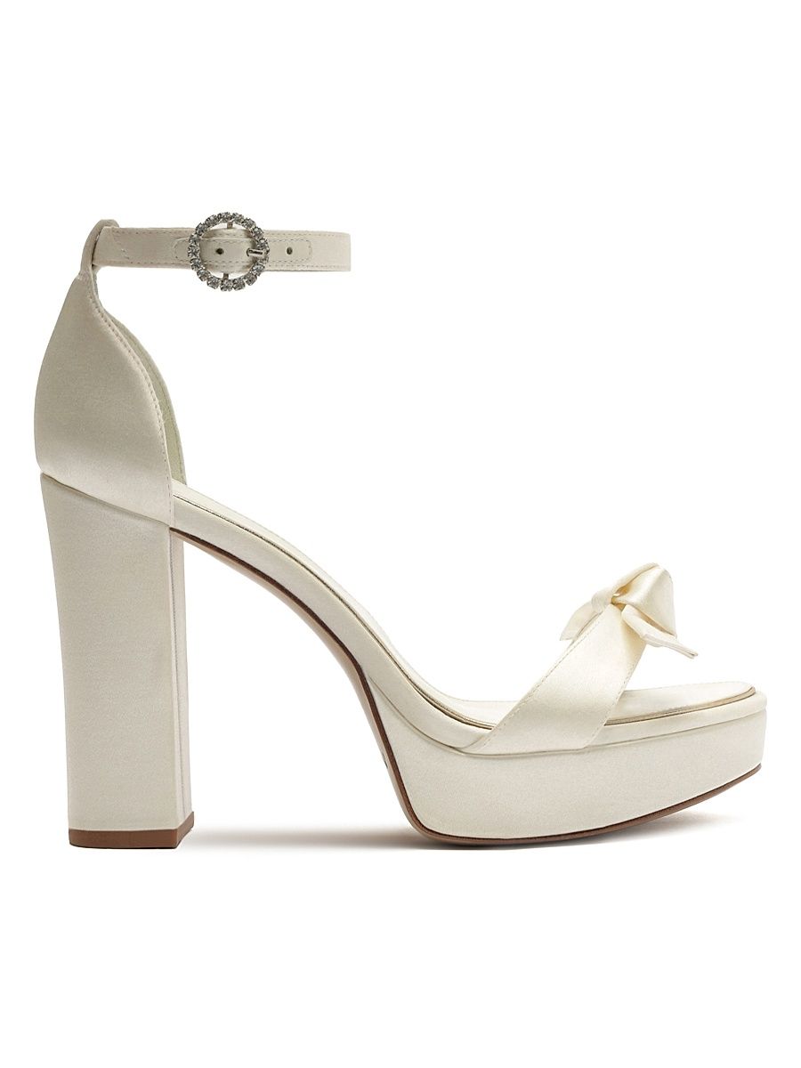 Women's Clarita 120MM Satin Platform Sandals - Bianco - Size 8