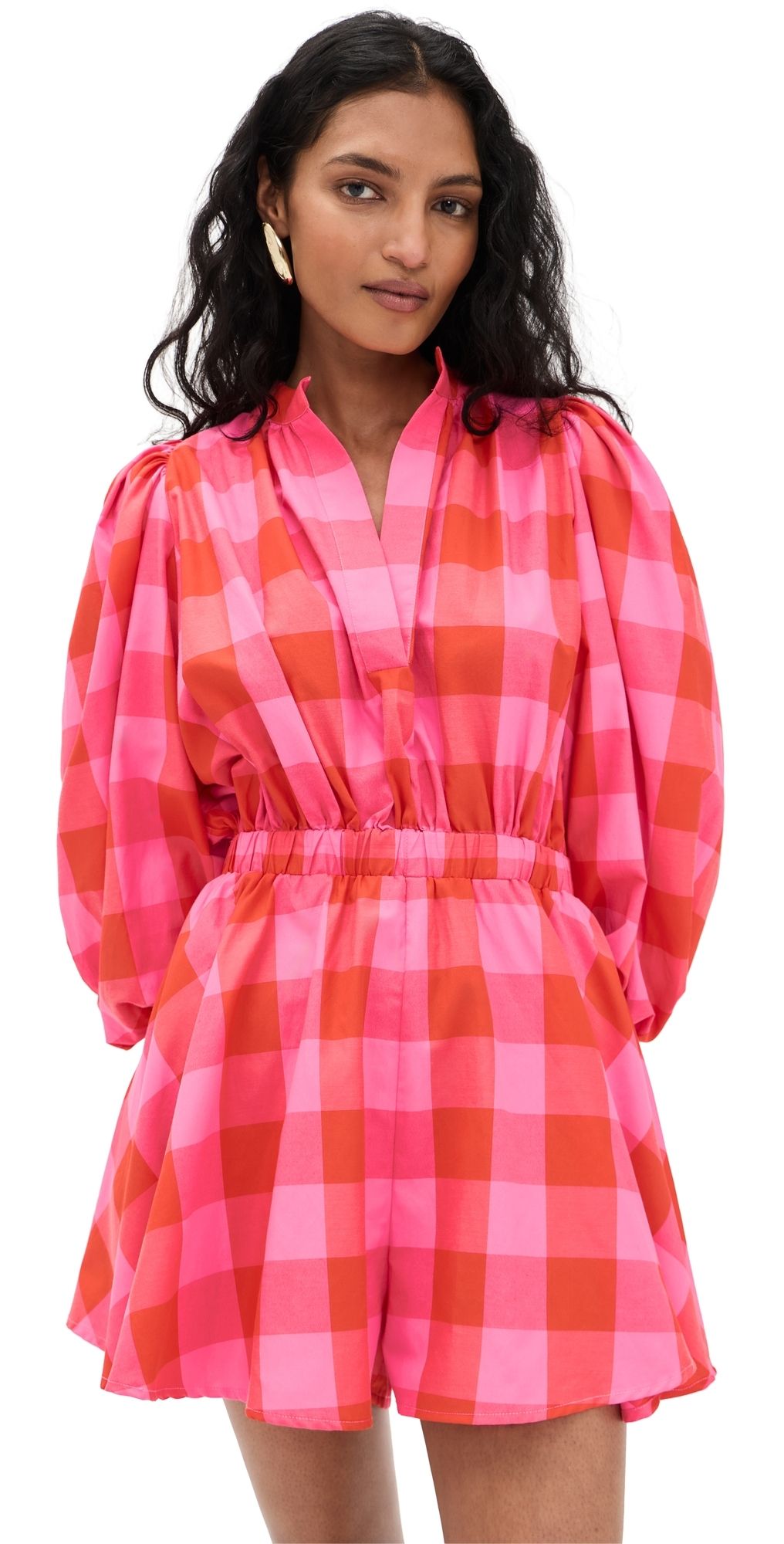 SUNDRESS Inacia Romper Big Gingham Red And Pink M/L
