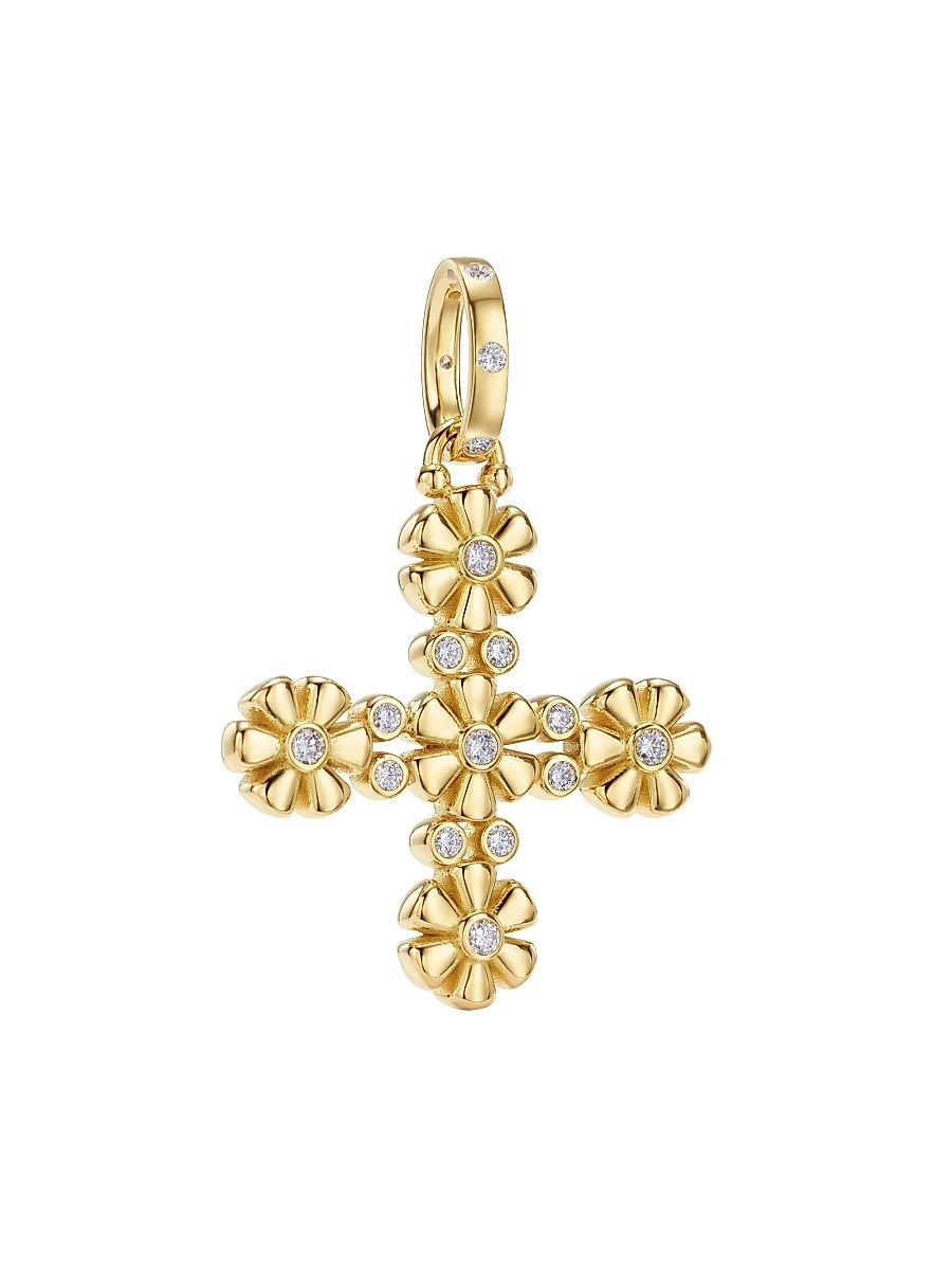 Women's Florence86 Fiori Cross 18K Yellow Gold & 0.34 TCW Diamond Pendant - Yellow Gold