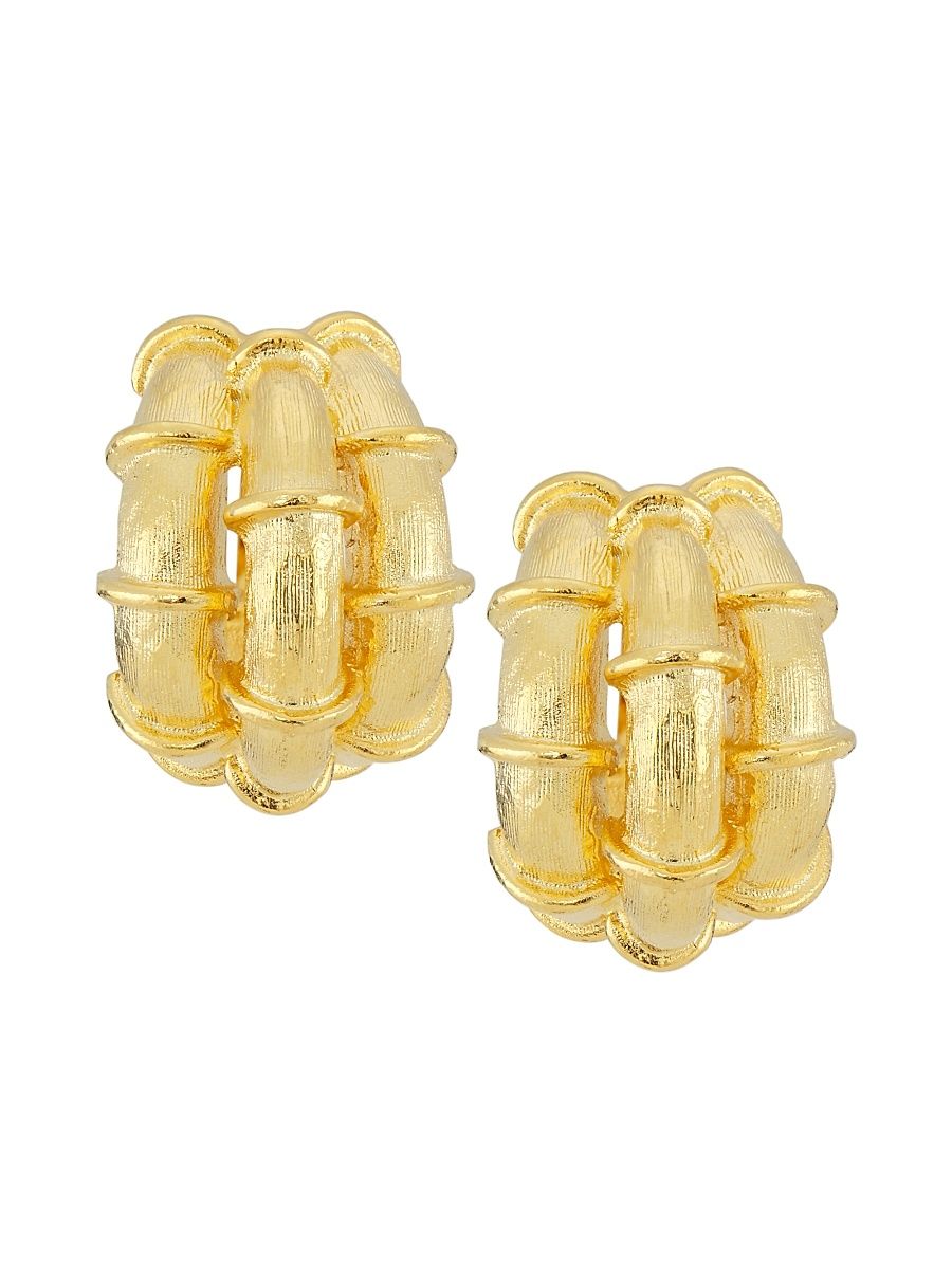 Women's Bamboo 22K Gold-Plated Hoop Earrings - Gold