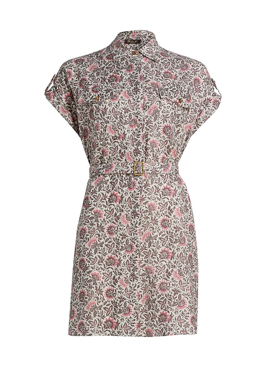 Women's Idris Printed Twill Shirtdress - Chalk Graphite Powder Dahlia - Size 14