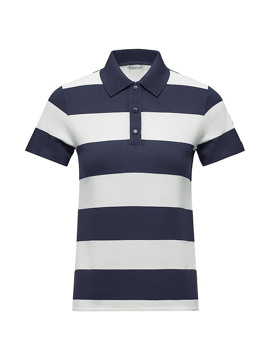 Women's Polo Shirt - White Blue - Size XL