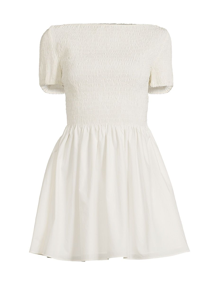 Women's Deboni Shirred A-Line Minidress - White - Size Large