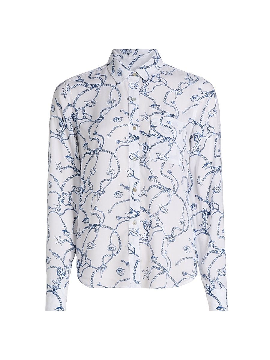 Women's Josephine Nautical Chains Print Shirt - Nautical Chains - Size XL