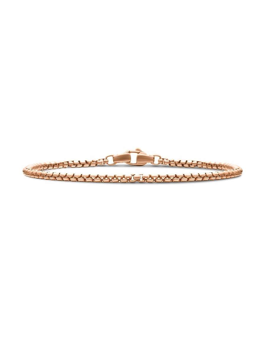 Men's Box Chain Bracelet in 18K Rose Gold - Rose Gold - Size Large