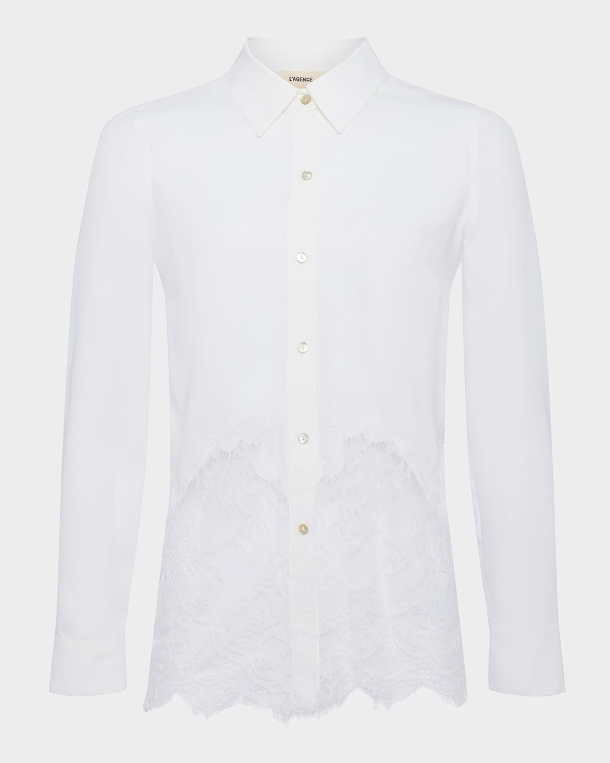 Adalee Lace Inset Satin Blouse