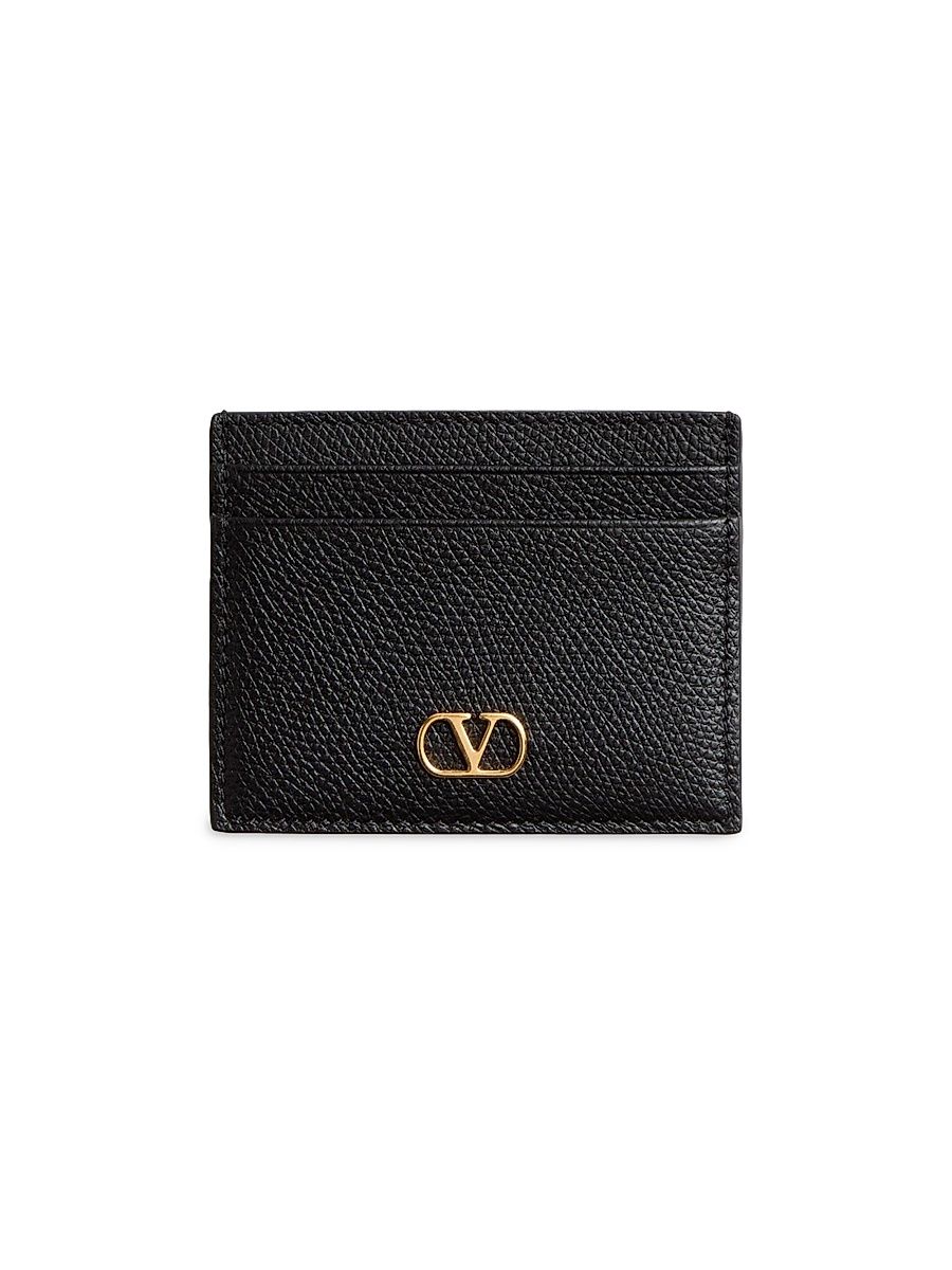 Women's VLogo Signature Grainy Calfskin Card Holder - Black