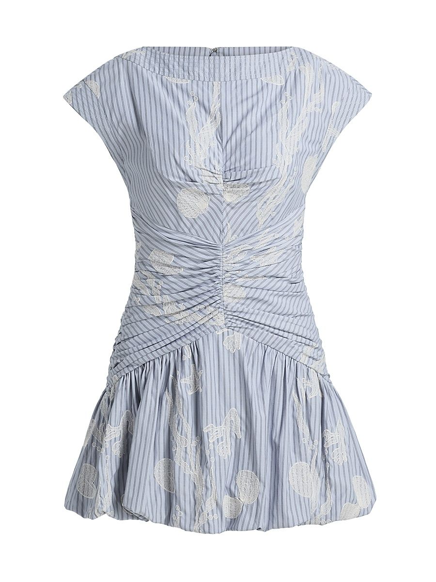 Women's Rowyn Striped Ruched Bubble Minidress - Cross Hatch Coastal Stripe - Size 14