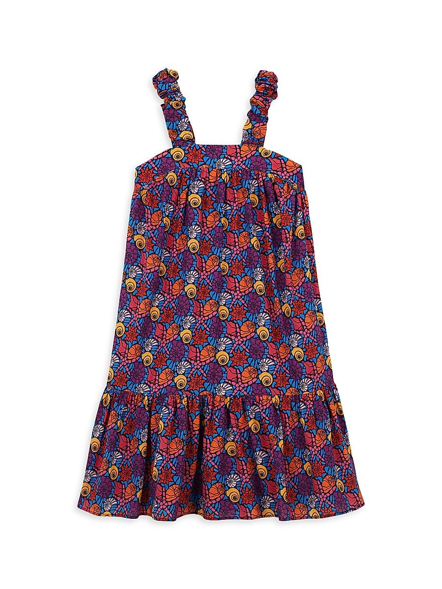 Little Girl's & Girl's Noum Seashell Print Dress - Navy Blue Marine - Size 14