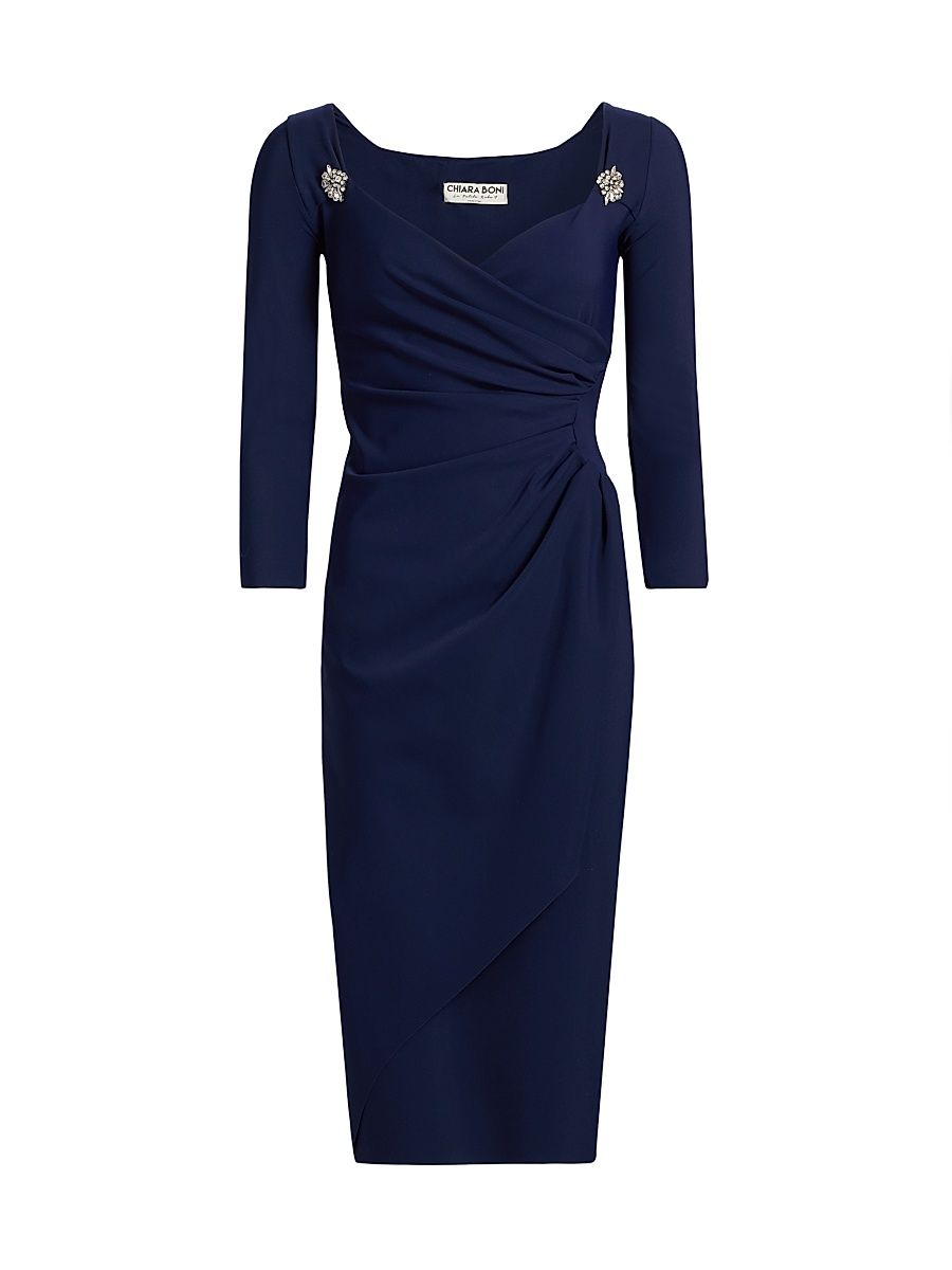 Women's Litsa Ruched Cocktail Dress - Navy - Size 8