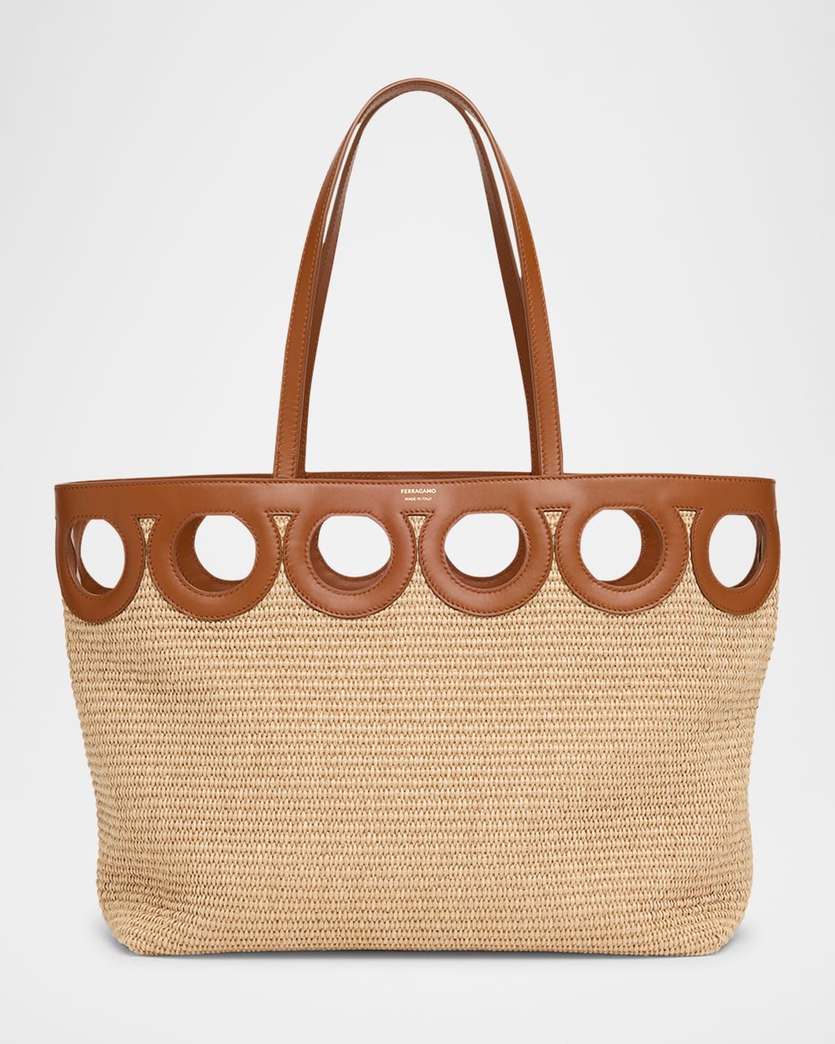 Gancini Frame Raffia Tote Bag