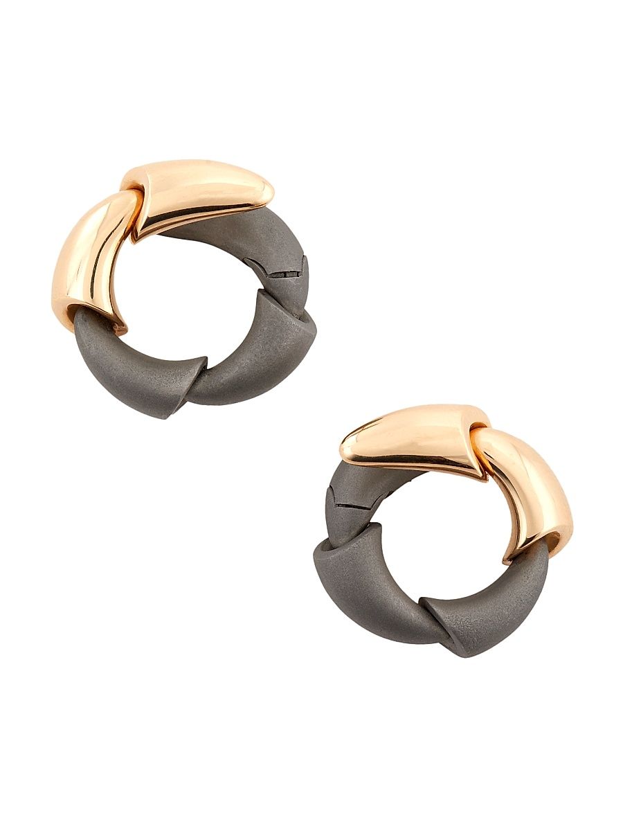 Women's Calla Titanium & 18K Rose Gold Hoop Earrings - Rose Gold Titanium