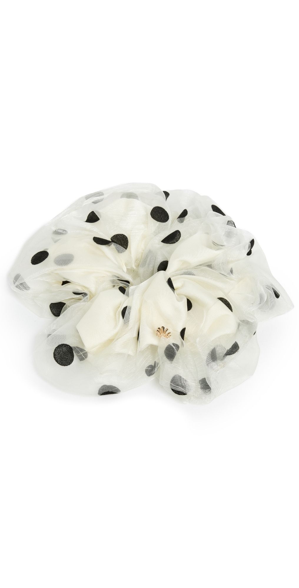 Lele Sadoughi Oversized Polka Dot Scrunchie Ivory One Size