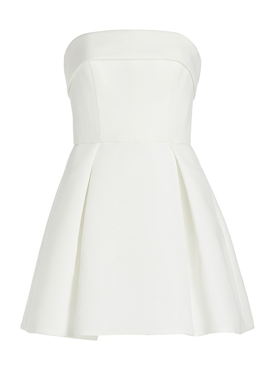 Women's Box-Pleated Faille Minidress - Silk White - Size 16