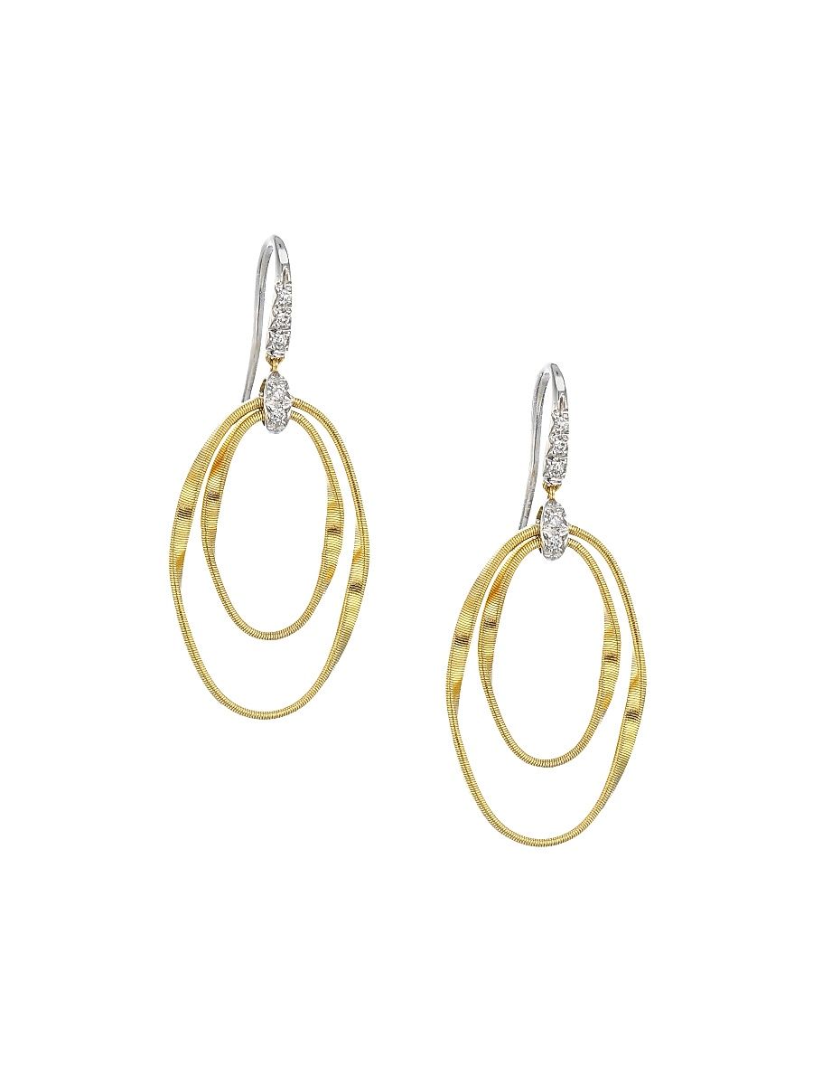 Women's Marrakech Onde 18K Yellow Gold & Diamond Coil Drop Earrings - Yellow Gold