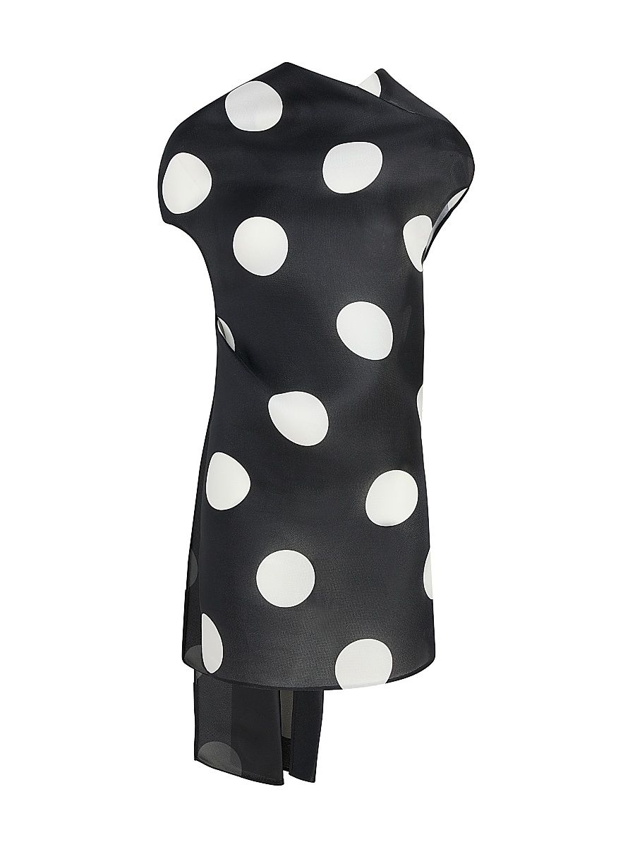 Women's Tatia Polka Dot Silk Minidress - Large Dot Black - Size XL