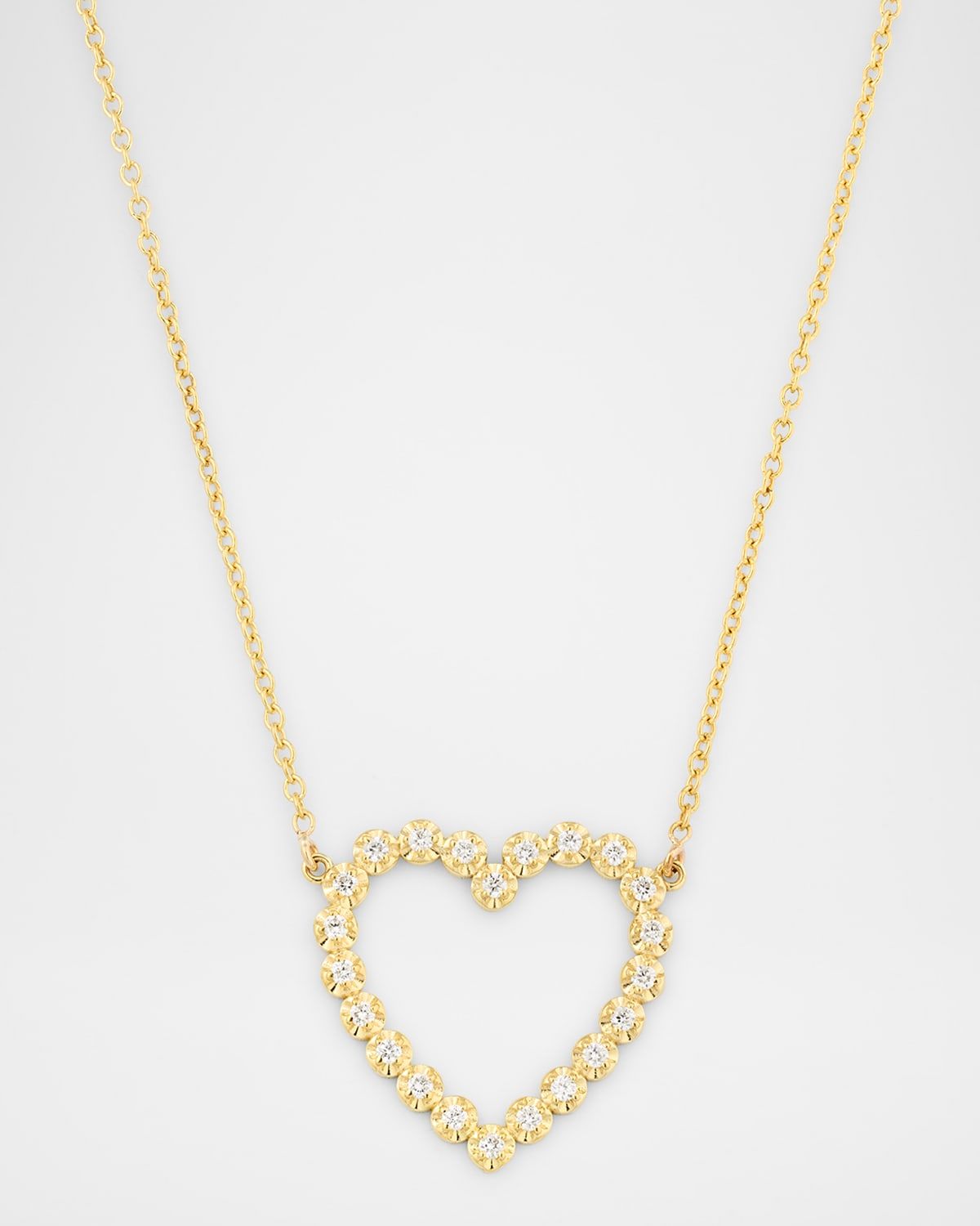 Illusion-Set Diamond Open Heart Pendant Necklace