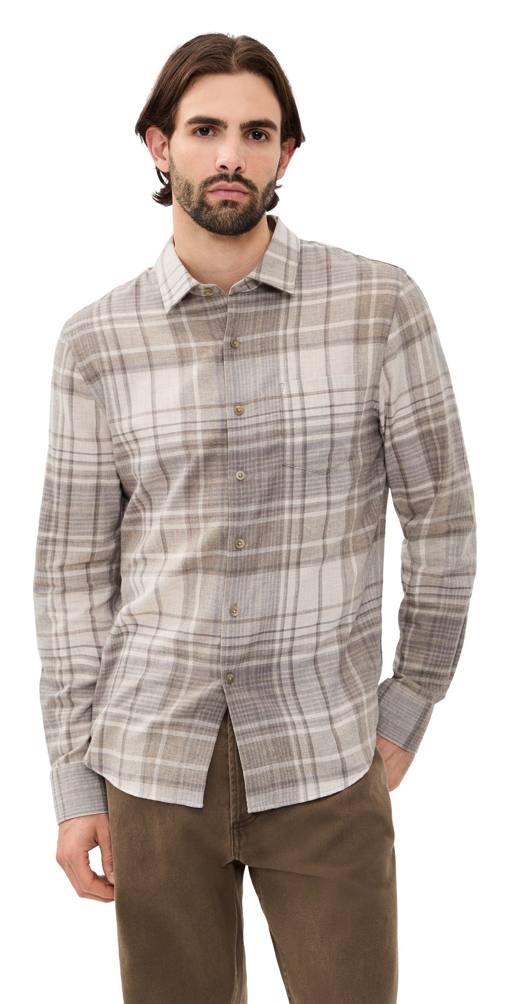 Vince Chilton Plaid French Placket Shirt H Mouse Combo S