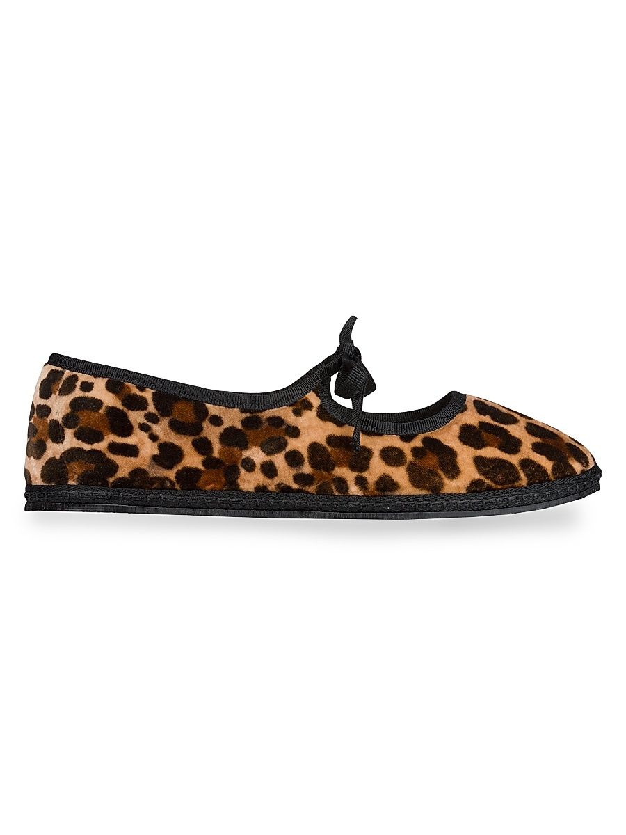 Women's Timeless Brigitte Tiepolo Leopard Cotton Velvet Slippers - Tiepolo - Size 10