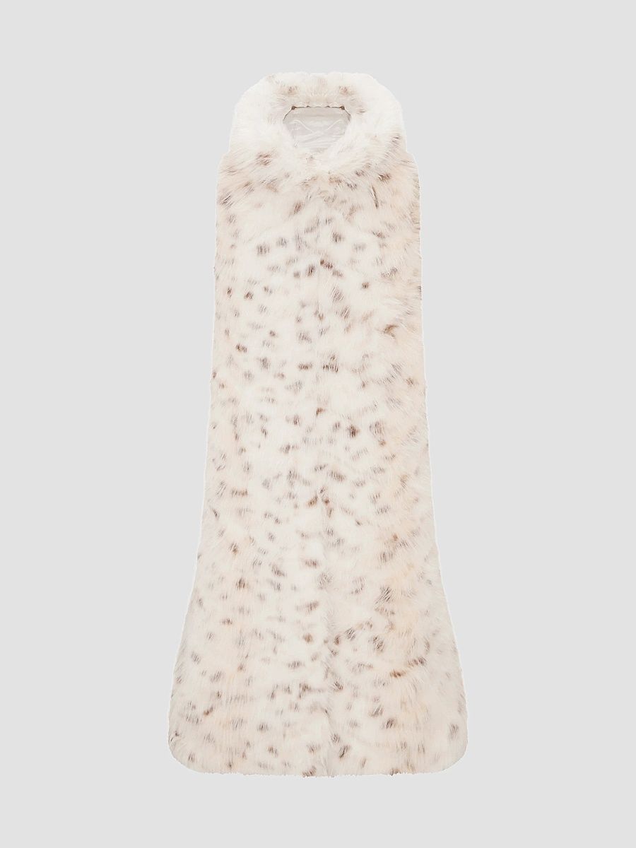 Lyla Grant Women's Faux Fur Lynx Hooded Vest - Beige - Size Large