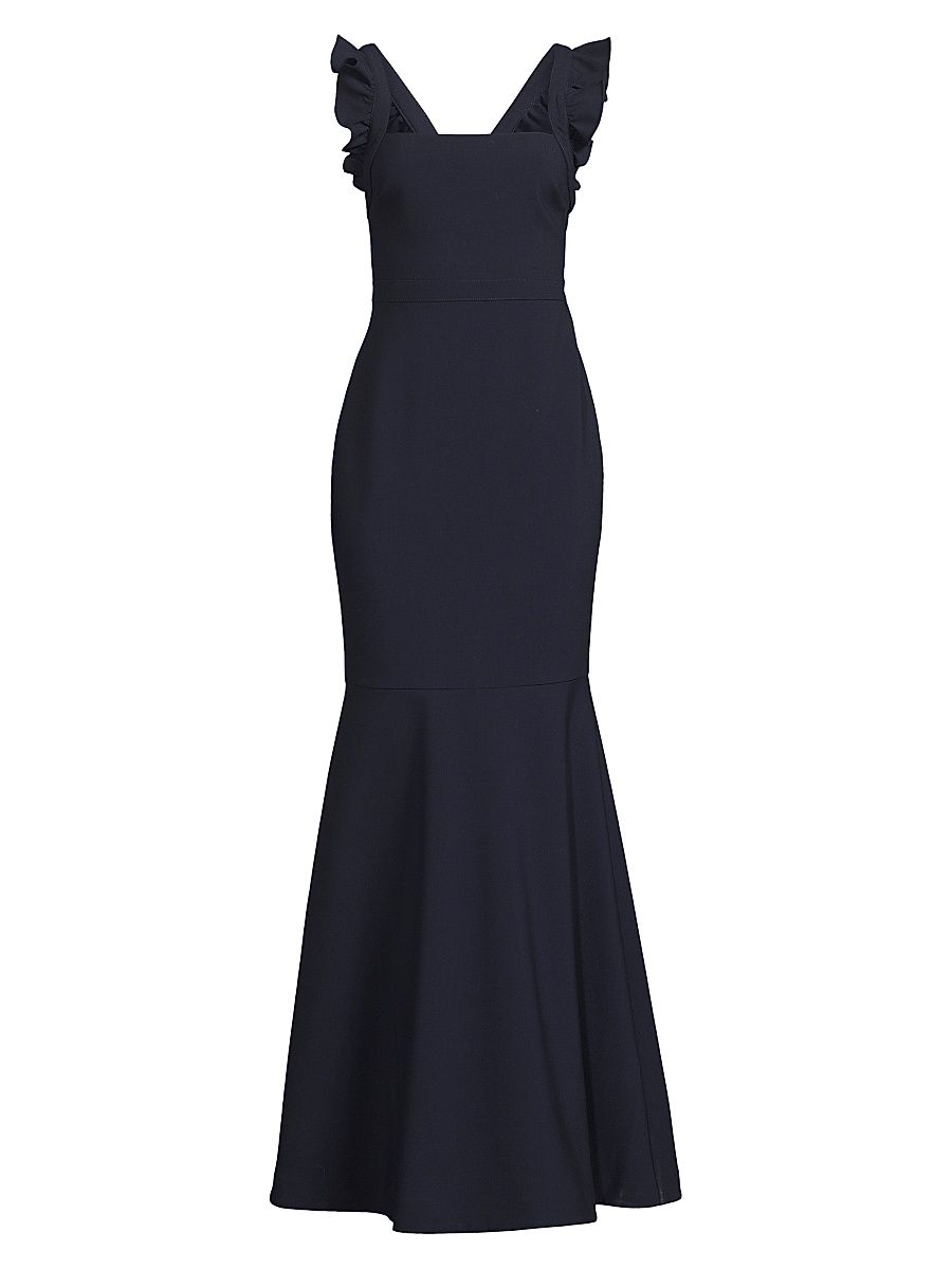 Women's Hara Flutter-Sleeve Mermaid Gown - Navy - Size 8