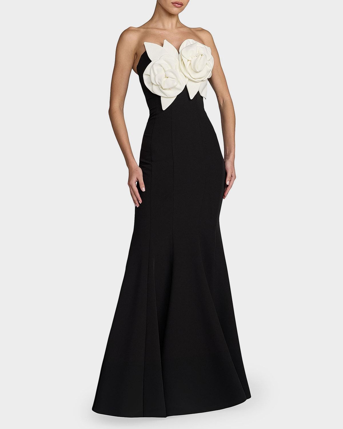 Ieena Floral-Appliquéd Satin Mermaid Gown