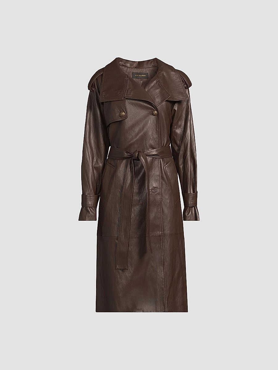 Kobi Halperin Women's Tony Faux-Leather Trench Coat - Brown - Size Large