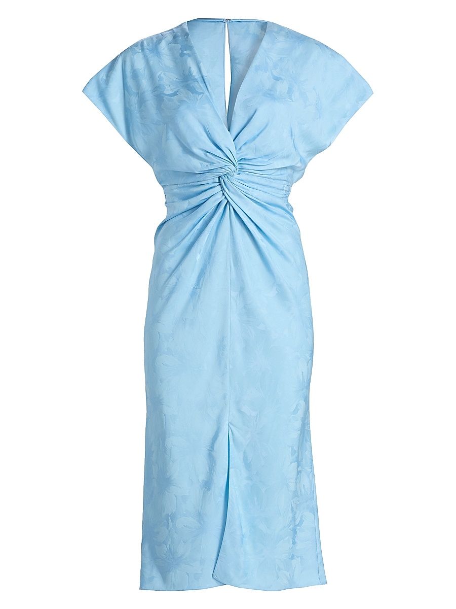 Women's Jackie Jacquard Twist-Front Cocktail Dress - Airy Blue - Size 14