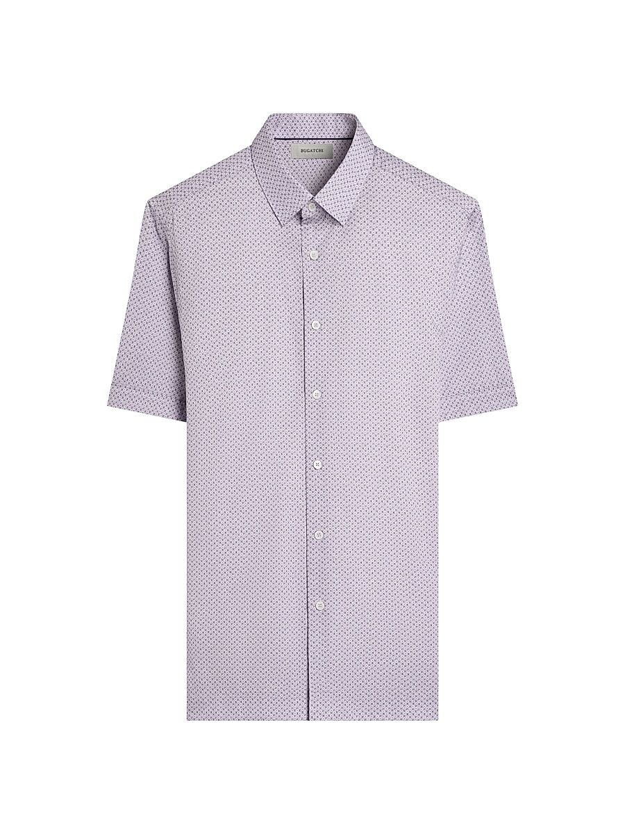 Men's Vero Micro-Dot Cotton Shirt - Lilac - Size XXL