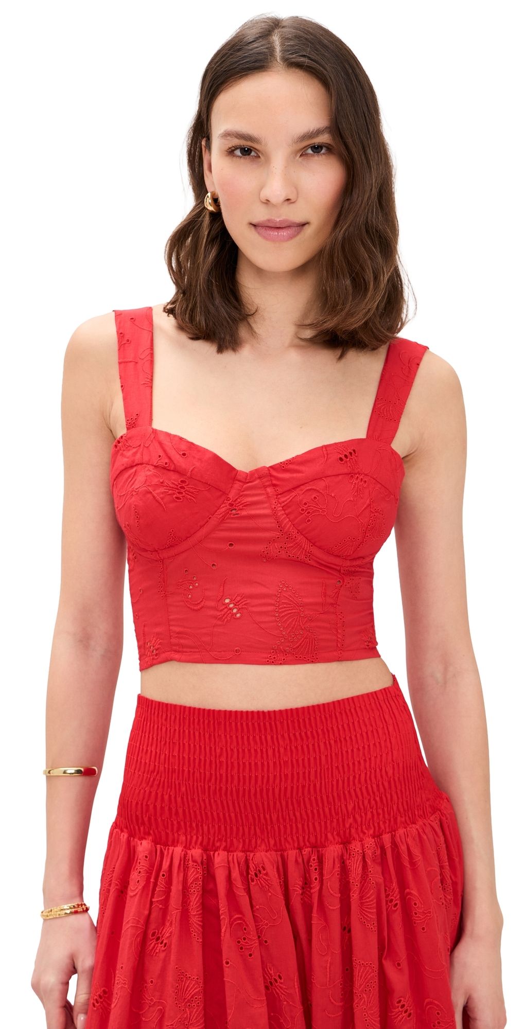 The Lulo Project The Bustier Koel Eyelet Bird Red S