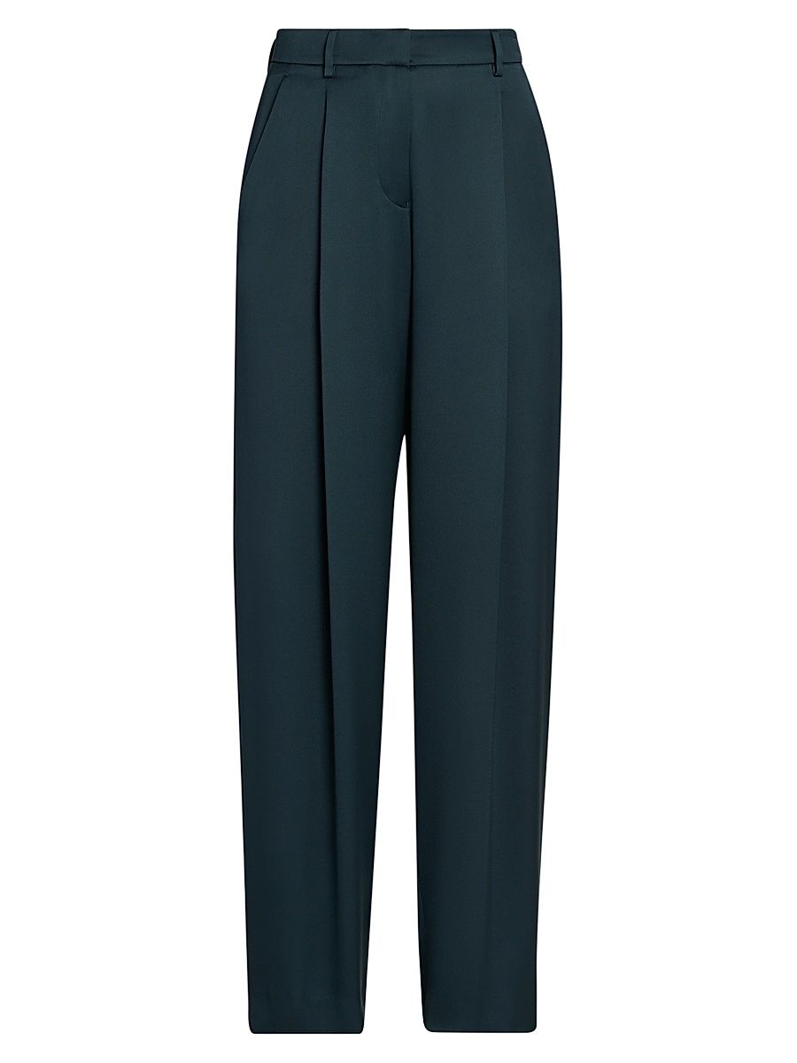 Women's Silk Straight-Leg Pants - Size 14
