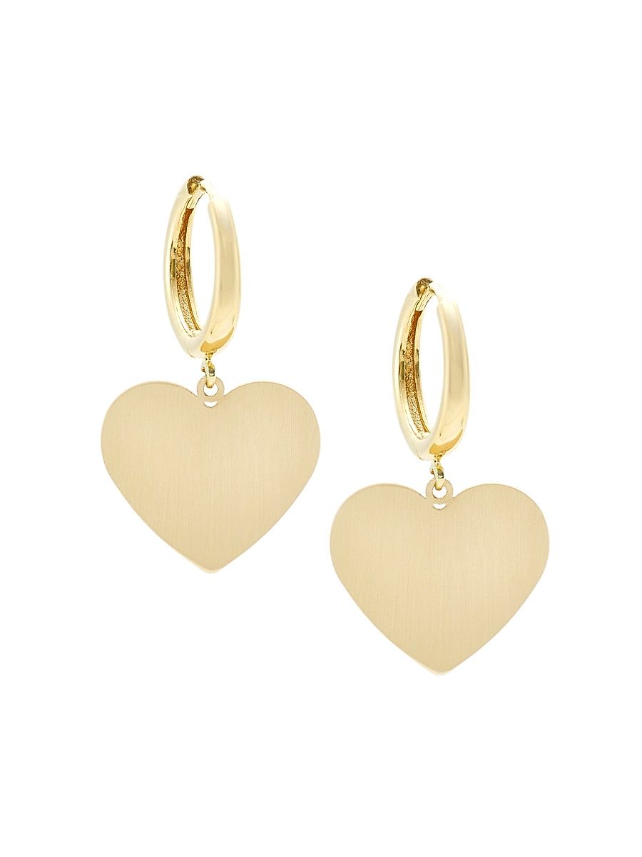 Women's 14K Yellow Gold Heart Drop Earrings - Gold