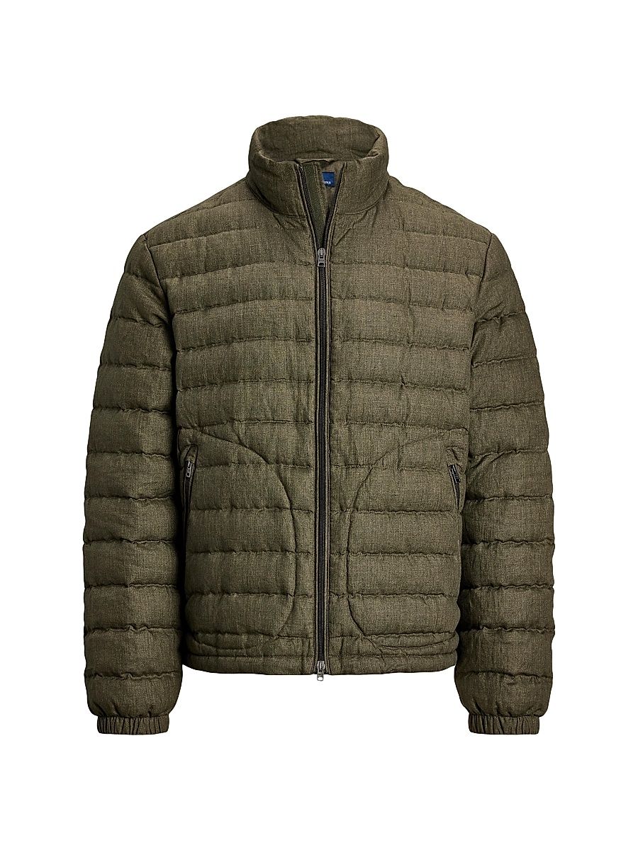 Men's Quilted Linen Down Jacket - Ranger Green - Size XXL