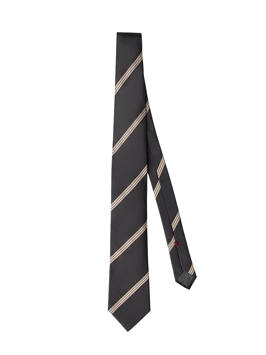 Men's Regimental Stripe Silk Tie - Anthracite