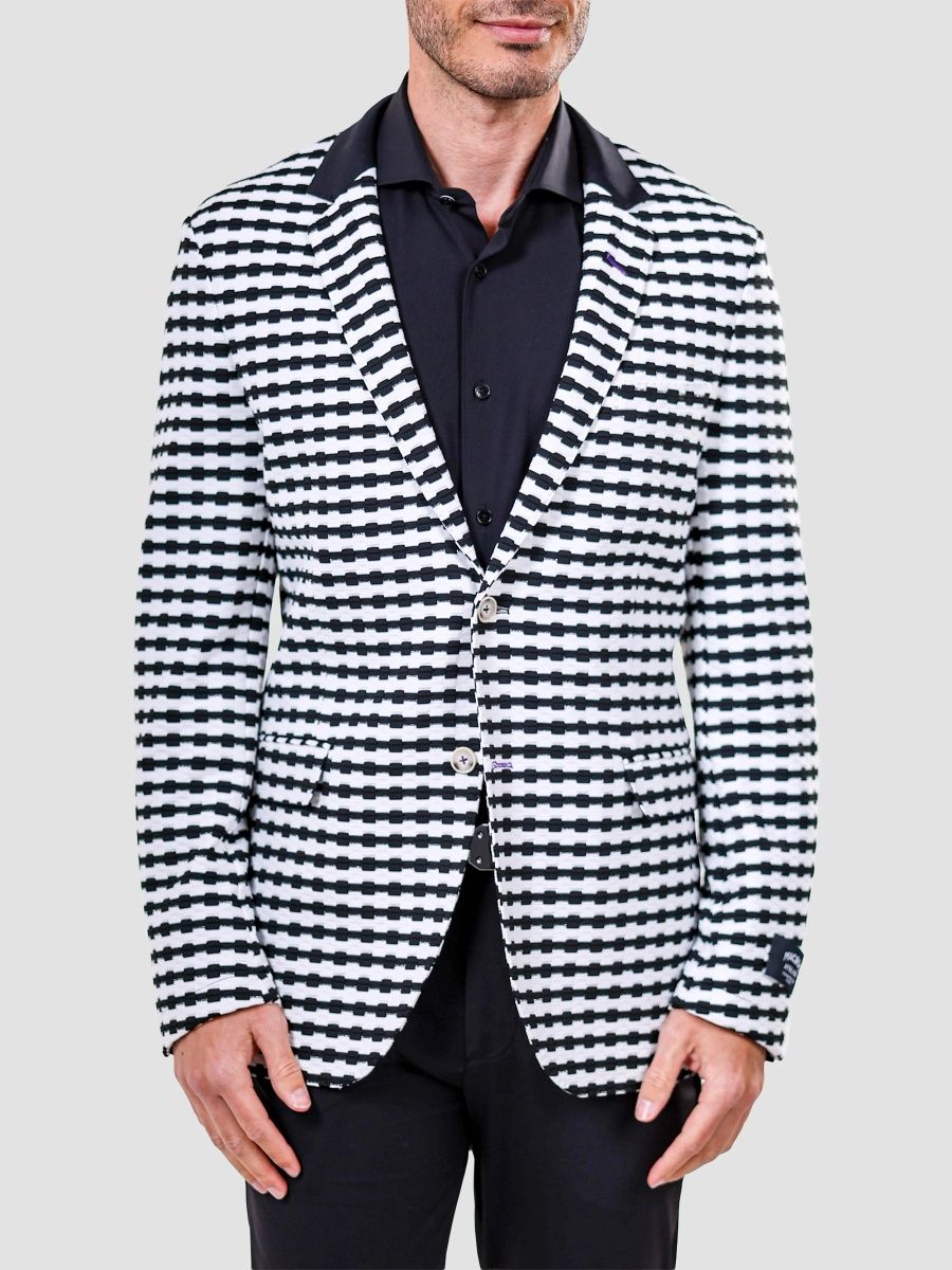 Maceoo Men's Socrate Evo Constructed Blazer - Black White - Size XL