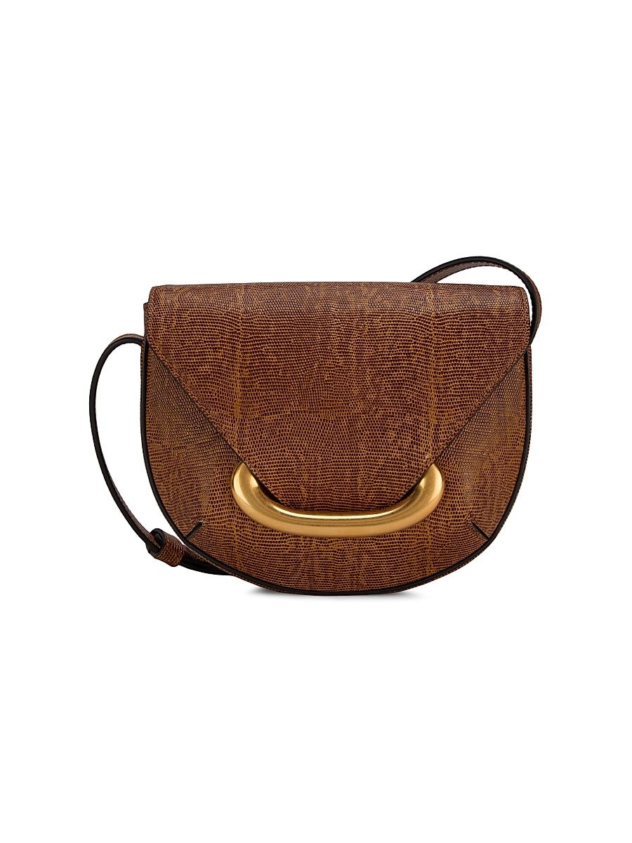 Women's Small Veneto Leather Crossbody Bag - Tabacco Lizzard
