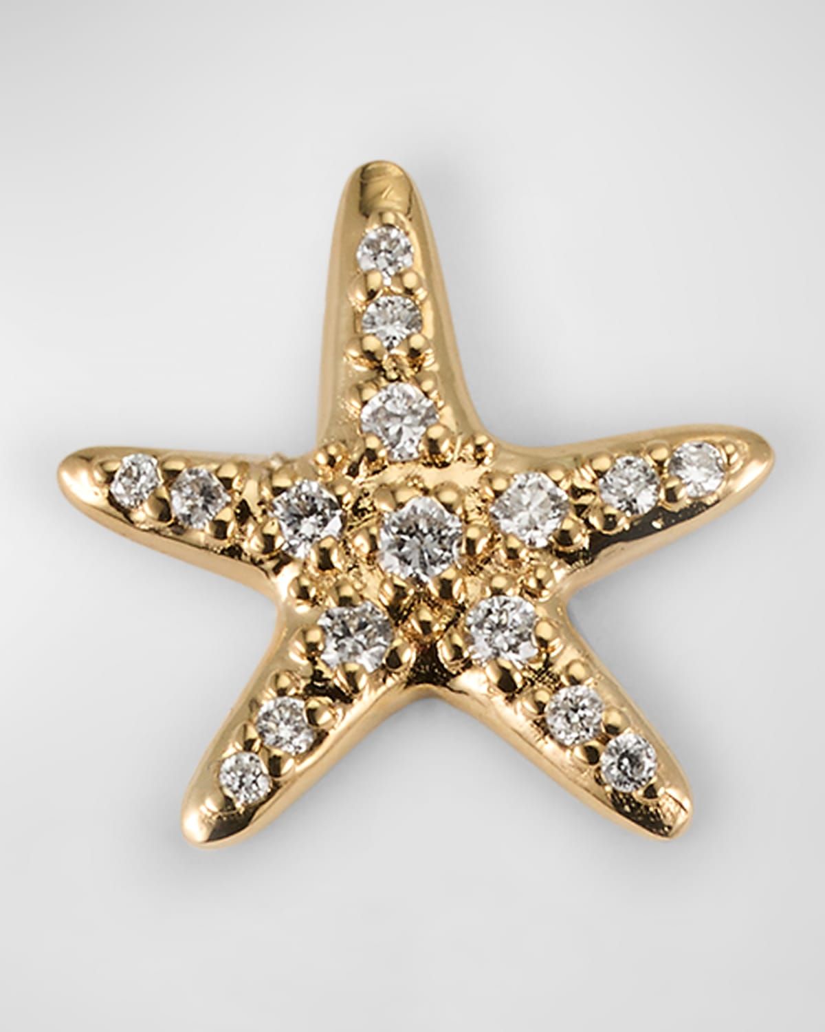 14K Yellow Gold Starfish Stud Earring, Single