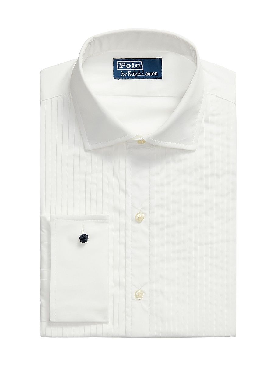 Men's Cotton Poplin Spread Collar Tuxedo Shirt - White - Size 18