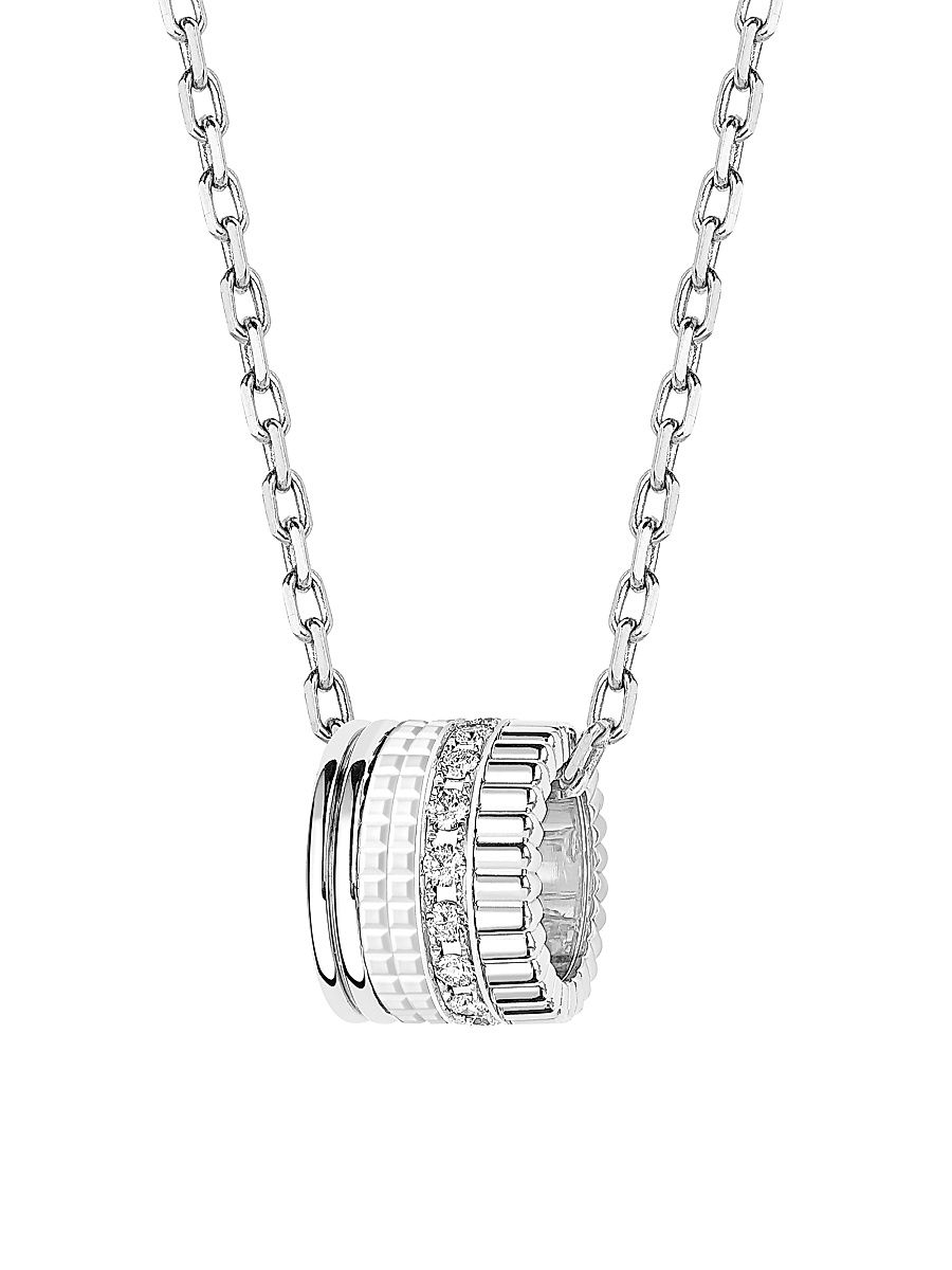 Women's Quatre White Edition 18K White Gold, HyCeram & 0.24 TCW Diamond Pendant Necklace - White Gold