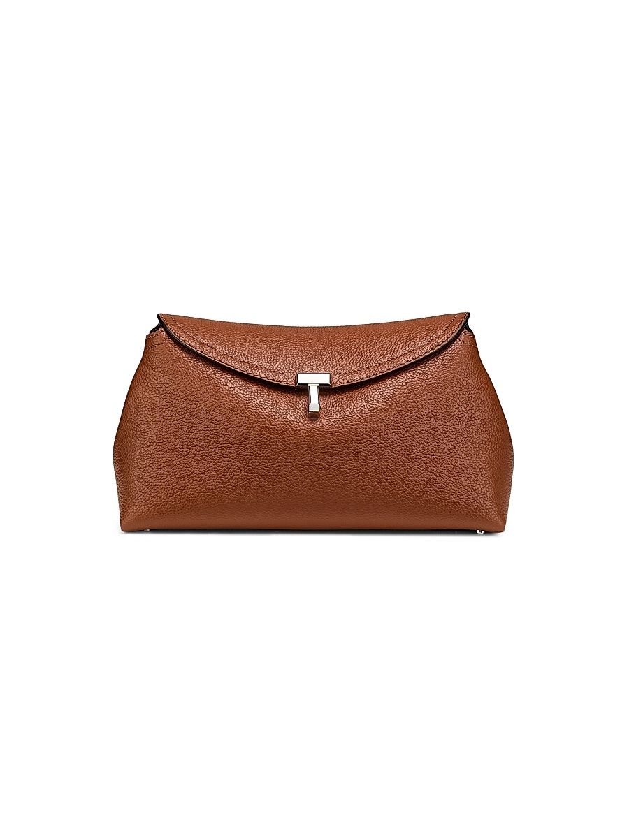 Women's T-Lock Grained-Leather Clutch - Sienna