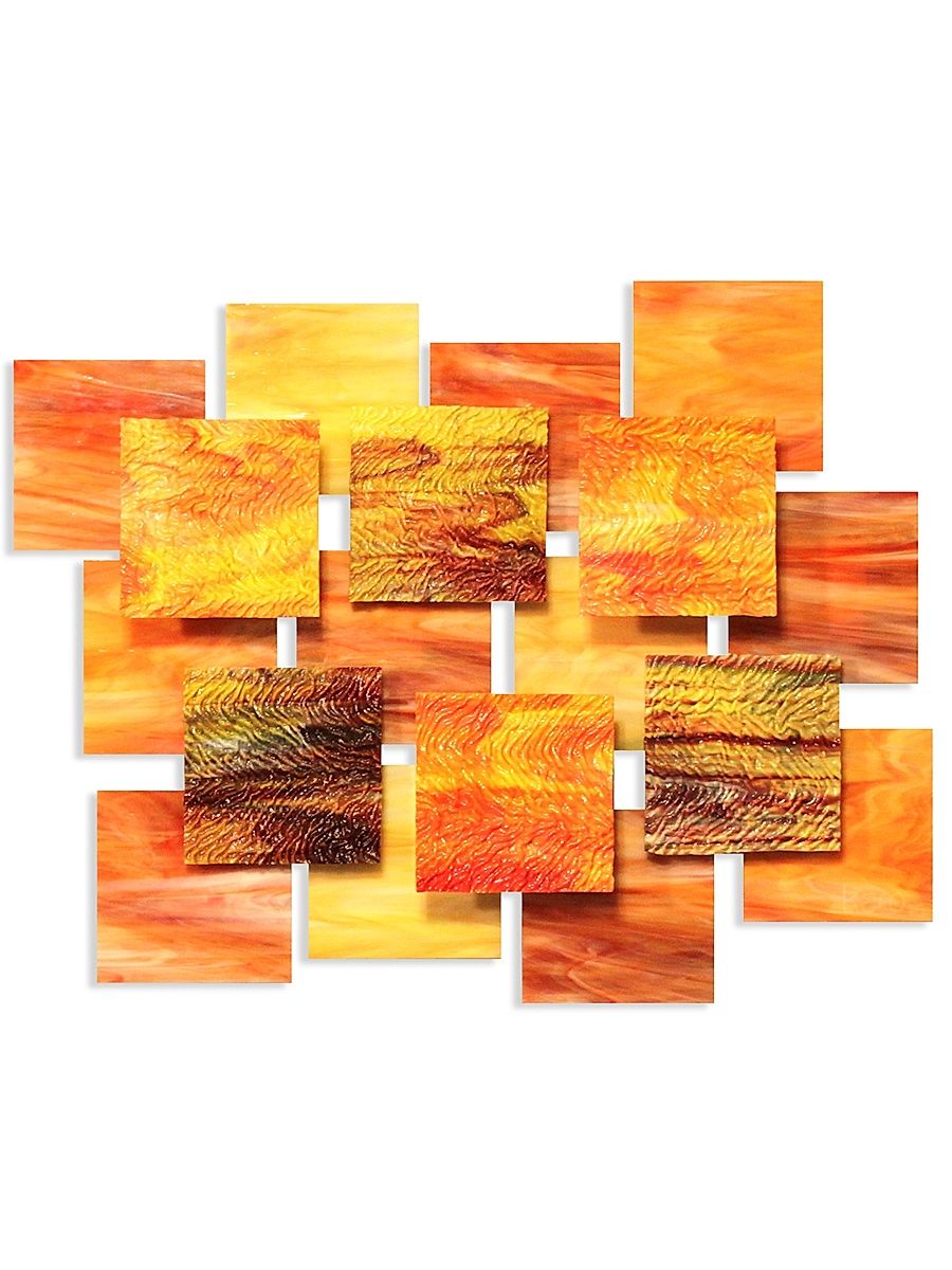 Sunset Glass & Metal Wall Sculpture - Orange