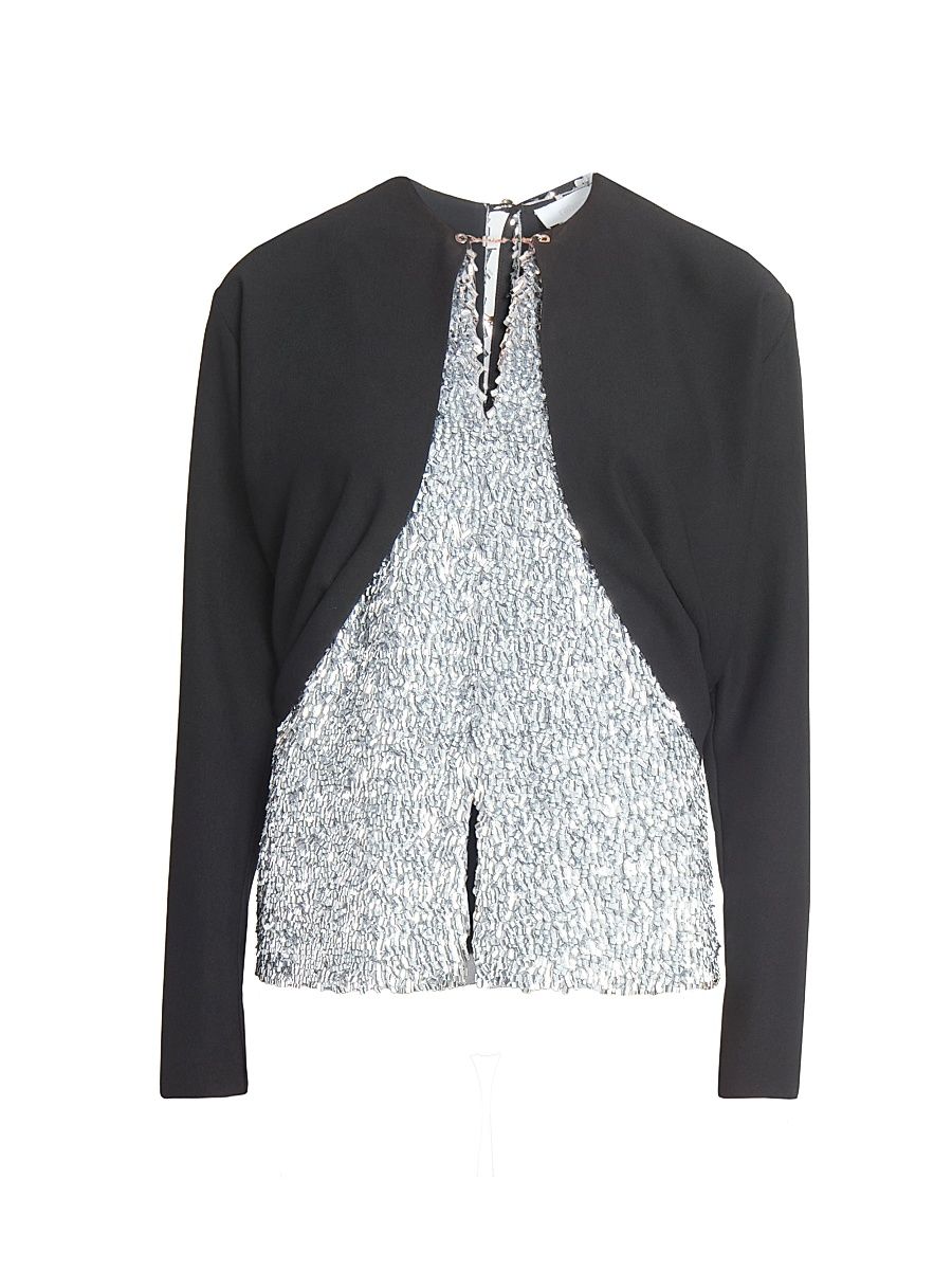 Women's Metallic Crepe Blouse - Black - Size 6