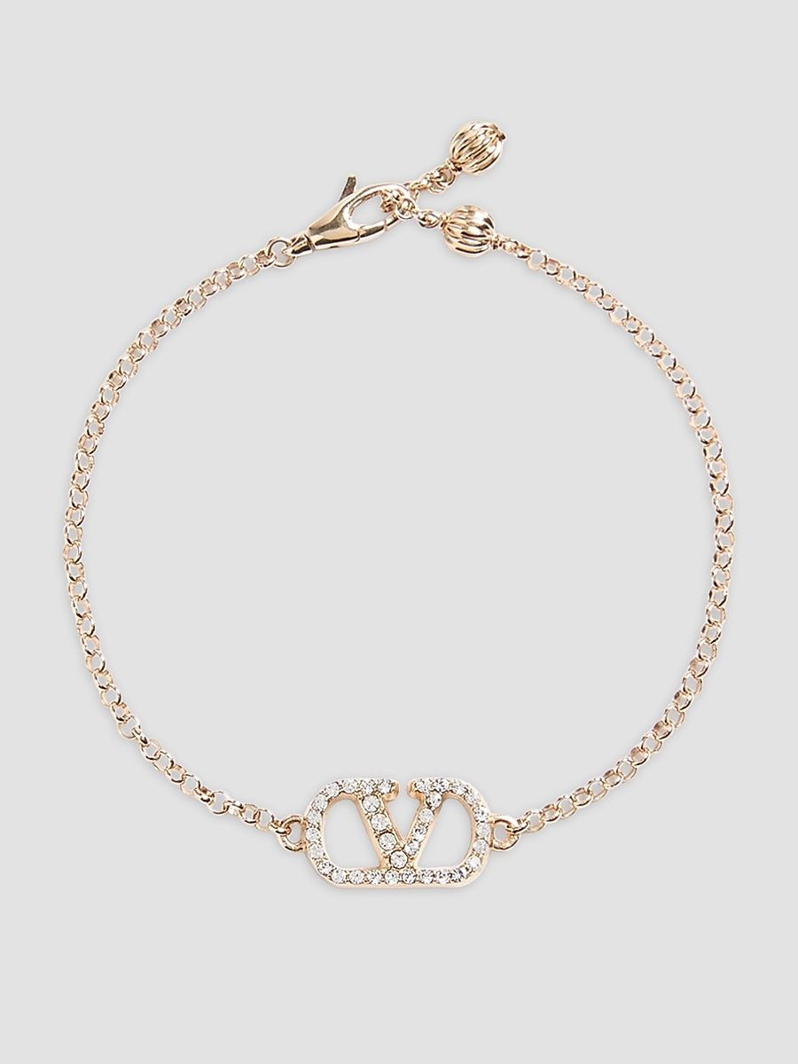 Women's VLogo Signature Bracelet in Metal and Swarovski Crystals - Gold Crystal - Size Small