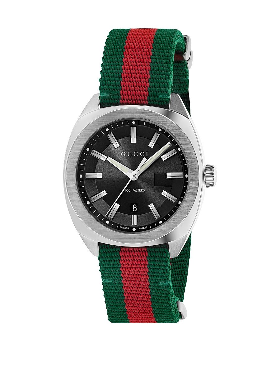 Men's Stainless Steel & Nylon Web Watch - Green