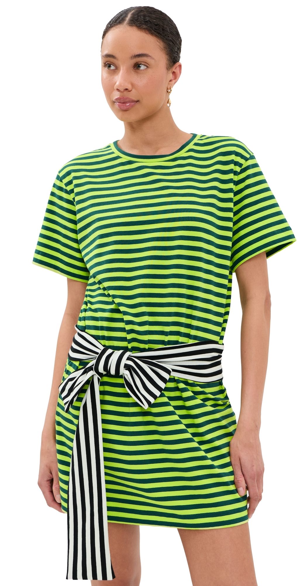 SIMONMILLER Lottie T-Shirt Dress Lime Stripe Combo XS